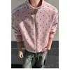 Chamarra cárdigan con cuello alto y estampado de estrellas para hombre, tendencia primavera/otoño 2026, sudadera holgada de gran tamaño estilo americano con cierre