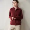 2025 Novo Outono e Inverno Fio Floral Solto Casual Gola Grande Curto Zíper Duplo Cardigan Jaqueta Tricotado de Caxemira para Mulheres