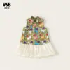 Ropa para Niños Yingsibo Verano Nuevo Estilo Ropa Estilo Nacional Nuevo Estilo Chino Vestido Cheongsam Vestido de Malla para Niñas Vestido Infantil
