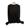 Estilo básico, nueva colección otoño/invierno 2026, 100% lana pura, suéter de punto con cuello redondo, corte holgado, manga larga, adecuado como capa interior o capa base
