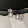 Pendientes Grandes de Perla con Zirconio Blanco Australiano Color Gris Cáñamo Shijia Zhenduo para Mujer, Pendientes de Lujo Ligero de Nicho de Gama Alta para Otoño e Invierno