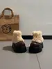 Botas Curtas Peludas de Salto Alto com Solado Grosso Estilo Coreano para Mulheres, Botas de Neve Marrons para Outono e Inverno, Novas Botas de Algodão 2026