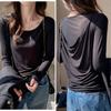 Camiseta de Manga Larga con Espalda Descubierta y Diseño de Malla en la Espalda para Mujer, con Capa Interior Discreta, Estilo Nuevo de Principios de Otoño de Fábrica