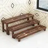 Banqueta florero de madera maciza, banco largo para sala de estar, uso doméstico, de pie, de una sola capa, balcón al aire libre, estante de almacenamiento estilo escalera de madera anticorrosión