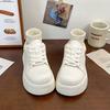 Zapatos de plataforma con suela gruesa, cabeza grande, zapatos blancos pequeños para mujer, novedad primavera 2025, aumento de altura, casual, zapatos de plataforma para primavera y otoño, populares entre los estudiantes, zapatos para mujer