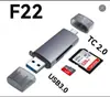 Adequado para leitor de cartão de telefone móvel relâmpago / TC USB liga de alumínio três em um multifuncional TF / SD leitura de cartão
