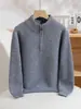 Suéter grueso de cuello alto medio 100% lana para niños, jersey de punto unisex con media cremallera, suéter versátil