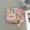 Bolsa Cosmética Linda Azul Caricatura Mini Billetera Algodón Puro Bolsa Pequeña de Tela Auriculares Lápiz Labial Bolsa de Almacenamiento Portátil