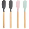 Utensilios de cocina de silicona con mangos de madera, espátula antiadherente, espátula de silicona de grado alimenticio para uso doméstico, espátula de silicona para cocinar antideslizante y antiescaldamiento