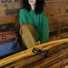 Suéter Grueso de Punto Trenzado Verde Estilo Europeo Retro Japonés Perezoso Alto Sentido del Diseño para Mujer 2026 Nuevo Otoño Invierno
