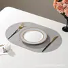 Mantel Ovalado de Cuero con Patrón de Tela, Mantel Aislante de Calor, Impermeable y a Prueba de Aceite, Mantel de Mesa No Lavable, Mantel Espesorado Estilo Occidental Comercial, Posavasos