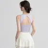 Nuevo Estilo Top sin Mangas de Chica Picante con Diseño de Copa Fija Integrada, Capa Base Hueca, Espalda Hermosa, Ropa Casual para Pilates Yoga para Mujeres