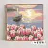 Tulipán Pintura al Óleo Digital DIY Pintado a Mano Colorear Alivio del Estrés Paisaje Pintura Decorativa Fabricante En Stock Al Por Mayor