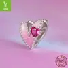 Yinziyun Original Plata de Ley S925 Corazón Oso Fresa Pulsera Cuentas Accesorios Dulce Lindo Colgante de Lazo