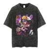 Camiseta de manga corta con cinco puntos lavada transfronteriza de Europa y Estados Unidos Camiseta de manga corta con animación retro americana