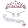 Conjunto de Hairband com Strass QUEEN e Conjunto de Ombro para MENINA DE ANIVERSÁRIO FESTA DE ANIVERSÁRIO RAINHA