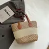 Bolsa de Palha Bolsa de Praia Férias Cesta de Legumes Bolsa de Mão Grande Capacidade Bolsa de Ombro Único Bolsa Feminina Bolsa Tote Estilo Artístico Bolsa de Palha Tecida