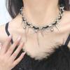 Cadena de Cuello de Cuero Estrella Collar Niñas Acero de Titanio Diseño Europeo y Americano Estilo Hip Hop Frío Cadena de Lana con Borla para Parejas