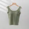 Hermoso Top Tubo Exterior de Moda Ropa Interior Chaleco de Tirantes Anchos Primavera y Verano Posavasos Integrado Top Base Interior Cómodo para Mujer