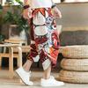 Pantalones de Playa de Lino para Hombre Sueltos Talla Grande Estilo Tailandés Pierna Ancha Cortos Casual Estilo Chino Algodón y Lino de 7 Puntos Harlan Pantalones de Moda