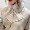 Bufanda de lana tejida de felpa con costuras cruzadas para mujer, cuello cálido de invierno, protección para el cuello de estudiante con estilo coreano