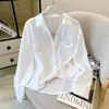Nueva moda de otoño versátil elegante camisa de manga larga con capas de imitación de dos piezas top para mujer