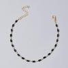 Tobillera de Perlas de Vidrio Negras Espinosas Estilo Francés Retro Hecha a Mano Moda Elegante Artística Joyería