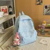 Mochila Xadrez Novo Estilo 2026 Grande Capacidade Casual Estilo Coreano Estilo Universitário Mochila Escolar para Ensino Fundamental e Médio para Mulheres