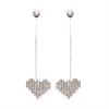 E1148 Aretes Estilo Coreano Amor Diamante Arete Elegante Corazón de Durazno Aretes de Barra Larga Simples Combinan con Todo Joyería para la Oreja