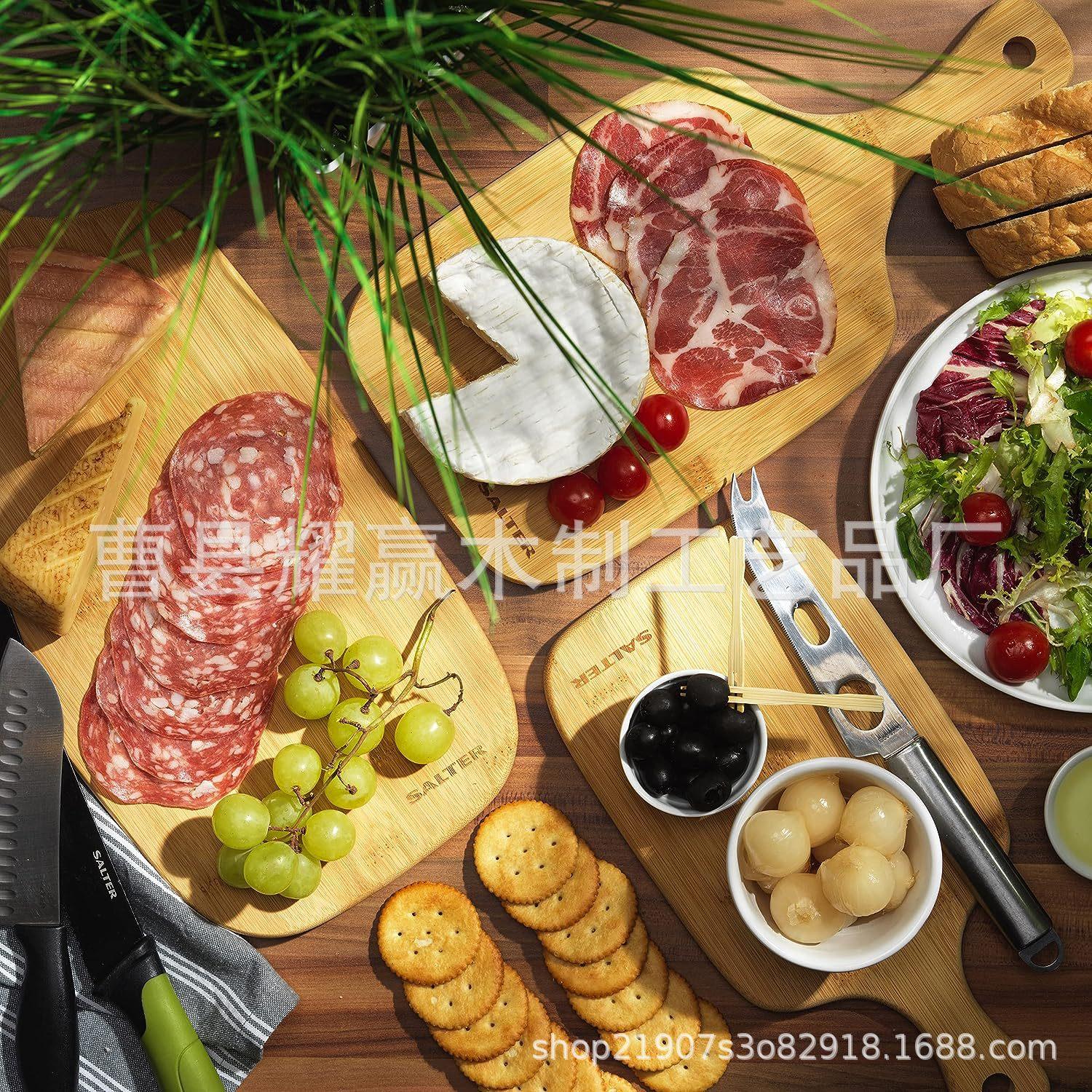 竹制切菜板创意带手柄砧板三件套实木披萨板牛排面包板BSCI