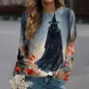 Sudadera de Manga Larga con Cuello Redondo y Estampado de Halloween para Mujer, Casual, Estilo Horror, Talla Grande