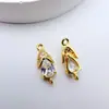 Pingente de Gota Única de Cobre Banhado a Ouro com Zircônia Acessórios de Material DIY Feitos à Mão para Pulseiras, Colares, Brincos e Pingentes de Joias