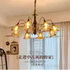 Luminária Principal de Sala de Estar de Alto Padrão Estilo Medieval Francês Digea, Luminária Pendente de Vidro Vintage para Sala de Jantar e Quarto em Madeira Maciça
