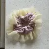 Goma para el pelo de retazos color crema para Primavera y Verano con un Toque de Lujo, Dulce Accesorio para el Cabello con Borde de Encaje, Nuevo Estilo de Lazo para Cola de Caballo