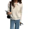 Cuello de camisa de retazos estilo coreano 2026 nuevo suéter de punto otoño e invierno camisa base elegante top pullover de dos piezas falso