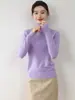 Tejido de Punto con Cuello Alto Mezclado con Cachemira, Tejido Básico Cálido de Otoño e Invierno, Tejido de Punto con Solapa Cortavientos para Mujer, Suministro Directo de Fábrica