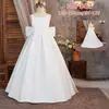 Al por mayor Transfronterizo Nuevo Vestido Grande para Niña Vestido de Satín Espalda Descubierta con Lazo Grande Vestido de Princesa Vestido Blanco