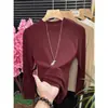 Camada Base Feminina de Gola Alta 2026 Novo Outono Antecipado Costurada Slim-Fit Valorizadora Cor Sólida Elegante Top Interno ou Externo