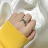 Anillo Europeo y Americano Electrochapado 925 Plata Antigua para Mujer, Moda Personalizada de Moda ins, Anillo de Boca Abierta de Moda, Celebridad de Internet, Anillo Simple Hip-Hop para Dedo Índice