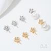 Color Oro de 14K Bolsillo Zircón Estrella Pentagonal Agujero Medio Cuenta Colgante Ojo de Carnero DIY Hecho a Mano Accesorios de Joyería de Perlas Pegajosas