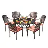 Mesas e Cadeiras de Churrasco para Exterior Alumínio Fundido Comercial Lazer Externo Mesa de Churrasco para Pátio Quintal de Casa Churrasqueira Elétrica Mesa e Cadeiras para Churrasqueira a Carvão