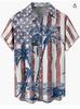2023 Verão Transfronteiriço Novo Dia da Independência Masculino Tamanho Grande Cardigã com Gola Lapela Top Bolso de Camisa Masculino Americano