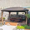 Cenador Exterior, Pabellón Parasol para Patio, Cenador de Aleación de Aluminio Estilo Europeo, Carpa de Jardín, Cenador de Cuatro Esquinas, Sala de Té, Cabaña Pequeña de Madera