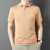 Camiseta de manga curta masculina algodão mercerizado lapela verão nova camiseta casual moda ins marca trendy cor sólida camisa polo
