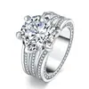 Tiktok Kuaishou venta caliente en vivo anillo 10 quilates anillo de diamante de alto carbono corte fuegos artificiales anillo de propuesta de lujo europeo y americano