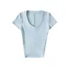 Blusa de Tricô Elástica Modeladora Sexy com Decote em V Profundo Expondo a Clavícula Camiseta Feminina de Manga Curta Cintura Alta que Valoriza a Figura com Laço nas Costas