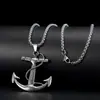 Collar de titanio y acero hip-hop hipster europeo y americano Chuni, colgante de ancla de barco pirata para hombre, accesorios hiphop simples personalizados