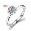 Anillo de compromiso de imitación de explosión en vivo con diamante Mosan, corona de amor para mujer, seis garras, 50 puntos de circonita, anillo de boda, anillo de diamante, anillo anillo anillo