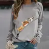 Moletom Feminino Moda Outono Europeu e Americano Amazon Ebay Novo Estampa de Gato Gola Redonda