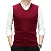 Comércio Exterior Inverno Novidades Cardigan Colete Gola V Suéter de Lã Masculino Cor Sólida Versátil Tricô Gola V Xale